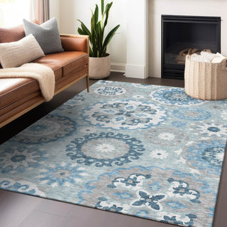 Piper Looms Mayfield Kaleidoscope AMF763 Sky Machine Washable Area Rug Lifestyle Image Feature
