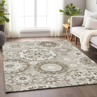 Piper Looms Mayfield Kaleidoscope AMF763 Taupe Machine Washable Area Rug Lifestyle Image Feature