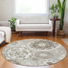 Piper Looms Mayfield Kaleidoscope AMF763 Taupe Machine Washable Area Rug Round Lifestyle Image Feature