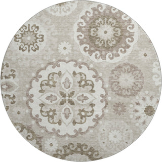 Piper Looms Mayfield Kaleidoscope AMF763 Taupe Machine Washable Area Rug Round Main Image