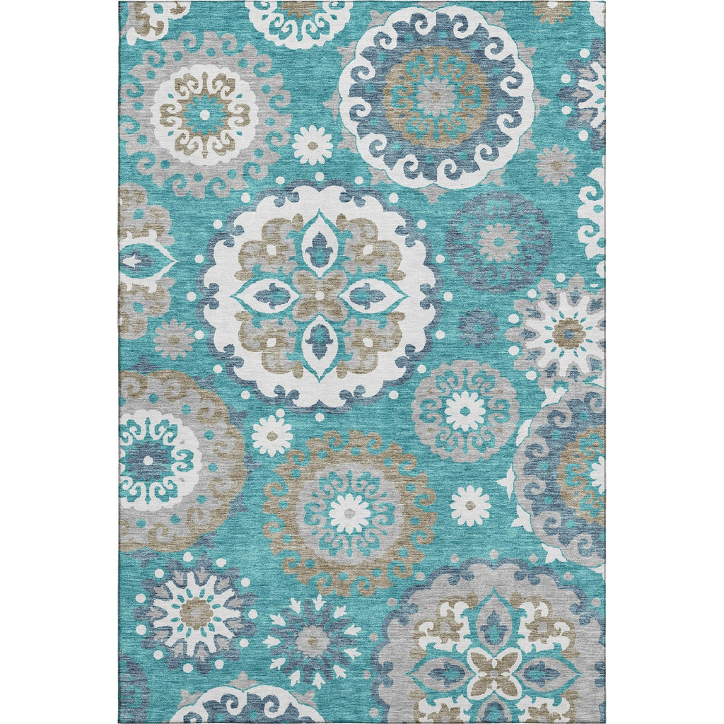 Piper Looms Mayfield Kaleidoscope AMF763 Teal Machine Washable Area Rug main image