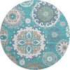 Piper Looms Mayfield Kaleidoscope AMF763 Teal Machine Washable Area Rug Round Main Image