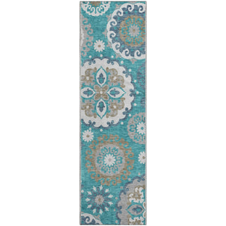 Piper Looms Mayfield Kaleidoscope AMF763 Teal Machine Washable Area Rug Runner Main Image