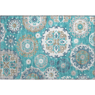 Piper Looms Mayfield Kaleidoscope AMF763 Teal Machine Washable Area Rug Scatter Main Image