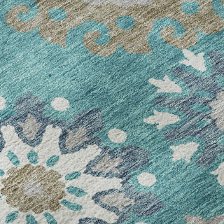 Piper Looms Mayfield Kaleidoscope AMF763 Teal Machine Washable Area Rug Swatch Image