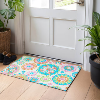 Piper Looms Mayfield Kaleidoscope AMF763 White Machine Washable Area Rug Scatter Lifestyle Image Feature