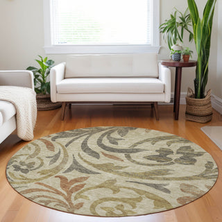 Piper Looms Mayfield Swirls AMF764 Beige Machine Washable Area Rug Round Lifestyle Image Feature
