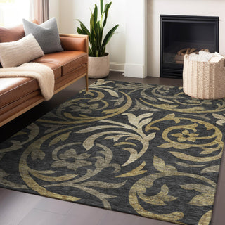 Piper Looms Mayfield Swirls AMF764 Black Machine Washable Area Rug Lifestyle Image Feature