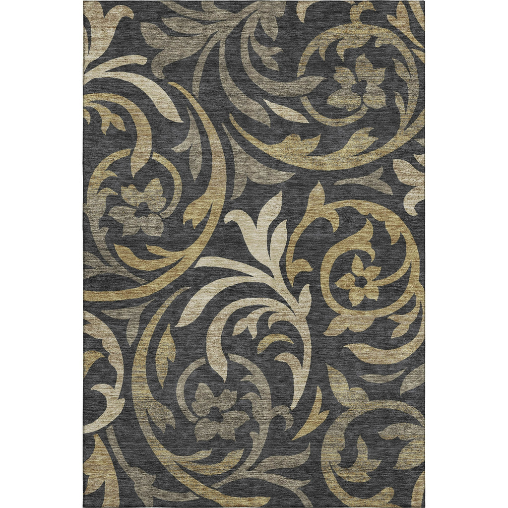 Piper Looms Mayfield Swirls AMF764 Black Machine Washable Area Rug main image
