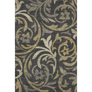 Piper Looms Mayfield Swirls AMF764 Black Machine Washable Area Rug main image