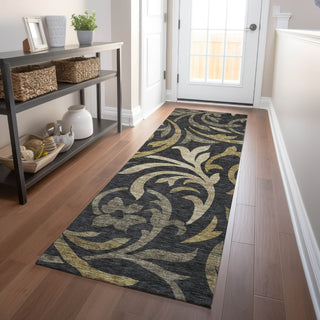 Piper Looms Mayfield Swirls AMF764 Black Machine Washable Area Rug Runner Lifestyle Image Feature