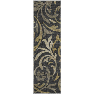 Piper Looms Mayfield Swirls AMF764 Black Machine Washable Area Rug Runner Main Image
