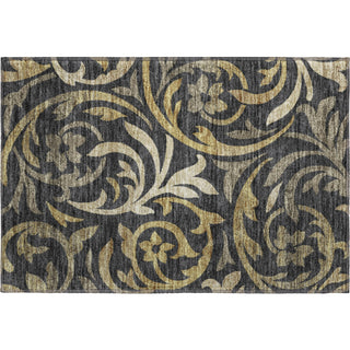 Piper Looms Mayfield Swirls AMF764 Black Machine Washable Area Rug Scatter Main Image