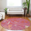 Piper Looms Mayfield Swirls AMF764 Blush Machine Washable Area Rug Round Lifestyle Image Feature