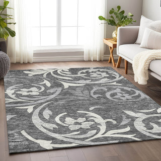 Piper Looms Mayfield Swirls AMF764 Charcoal Machine Washable Area Rug Lifestyle Image Feature