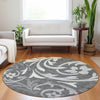 Piper Looms Mayfield Swirls AMF764 Charcoal Machine Washable Area Rug Round Lifestyle Image Feature