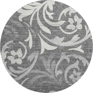 Piper Looms Mayfield Swirls AMF764 Charcoal Machine Washable Area Rug Round Main Image