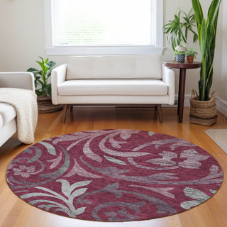 Piper Looms Mayfield Swirls AMF764 Garnet Machine Washable Area Rug Round Lifestyle Image Feature