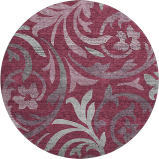 Piper Looms Mayfield Swirls AMF764 Garnet Machine Washable Area Rug Round Main Image