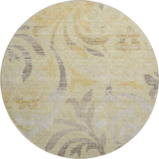 Piper Looms Mayfield Swirls AMF764 Gold Machine Washable Area Rug Round Main Image