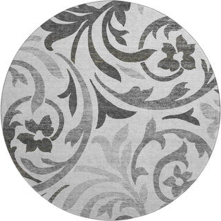 Piper Looms Mayfield Swirls AMF764 Gray Machine Washable Area Rug Round Main Image