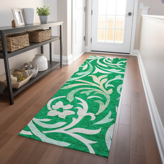 Piper Looms Mayfield Swirls AMF764 Green Machine Washable Area Rug Runner Lifestyle Image Feature