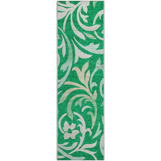 Piper Looms Mayfield Swirls AMF764 Green Machine Washable Area Rug Runner Main Image