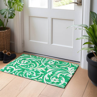 Piper Looms Mayfield Swirls AMF764 Green Machine Washable Area Rug Scatter Lifestyle Image Feature