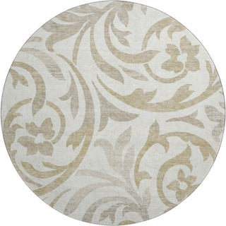 Piper Looms Mayfield Swirls AMF764 Ivory Machine Washable Area Rug Round Main Image