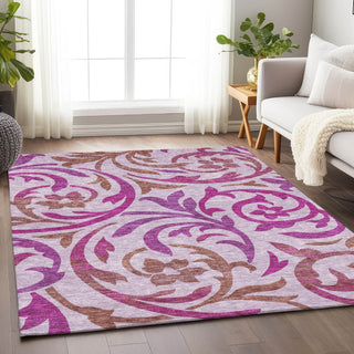 Piper Looms Mayfield Swirls AMF764 Lavender Machine Washable Area Rug Lifestyle Image Feature