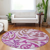 Piper Looms Mayfield Swirls AMF764 Lavender Machine Washable Area Rug Round Lifestyle Image Feature