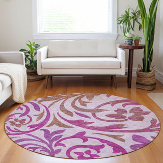 Piper Looms Mayfield Swirls AMF764 Lavender Machine Washable Area Rug Round Lifestyle Image Feature