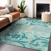 Piper Looms Mayfield Swirls AMF764 Teal Machine Washable Area Rug Lifestyle Image Feature