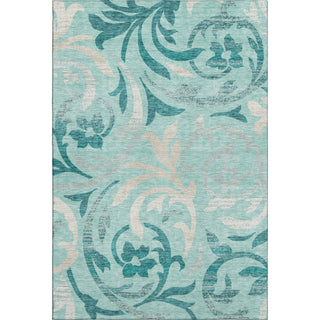 Piper Looms Mayfield Swirls AMF764 Teal Machine Washable Area Rug main image