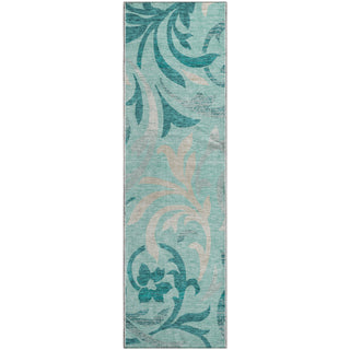 Piper Looms Mayfield Swirls AMF764 Teal Machine Washable Area Rug Runner Main Image