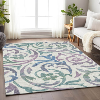 Piper Looms Mayfield Swirls AMF764 White Machine Washable Area Rug Lifestyle Image Feature