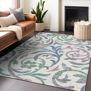 Piper Looms Mayfield Swirls AMF764 White Machine Washable Area Rug Lifestyle Image Feature