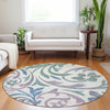 Piper Looms Mayfield Swirls AMF764 White Machine Washable Area Rug Round Lifestyle Image Feature