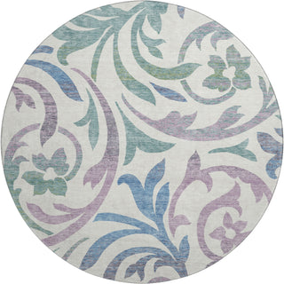 Piper Looms Mayfield Swirls AMF764 White Machine Washable Area Rug Round Main Image