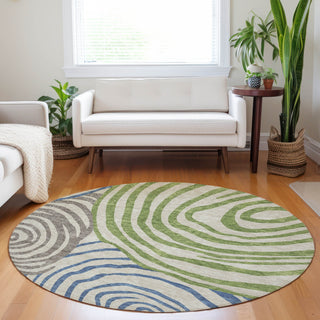 Piper Looms Mayfield Swirls AMF765 Beige Machine Washable Area Rug Round Lifestyle Image Feature