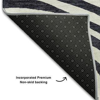 Piper Looms Mayfield Swirls AMF765 Black Machine Washable Area Rug Backing Image