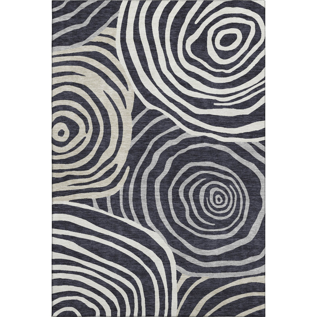 Piper Looms Mayfield Swirls AMF765 Black Machine Washable Area Rug main image