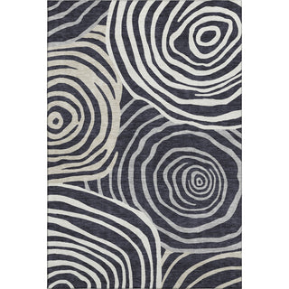 Piper Looms Mayfield Swirls AMF765 Black Machine Washable Area Rug main image