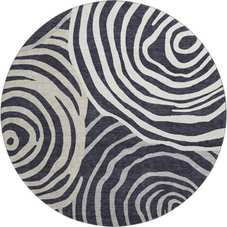 Piper Looms Mayfield Swirls AMF765 Black Machine Washable Area Rug Round Main Image
