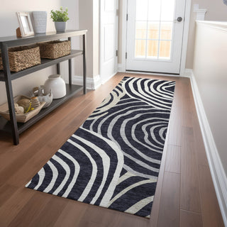 Piper Looms Mayfield Swirls AMF765 Black Machine Washable Area Rug Runner Lifestyle Image Feature