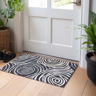 Piper Looms Mayfield Swirls AMF765 Black Machine Washable Area Rug Scatter Lifestyle Image Feature