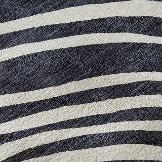 Piper Looms Mayfield Swirls AMF765 Black Machine Washable Area Rug Swatch Image