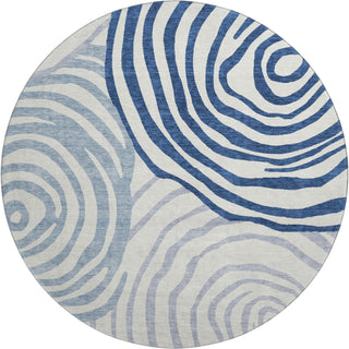 Piper Looms Mayfield Swirls AMF765 Blue Machine Washable Area Rug Round Main Image