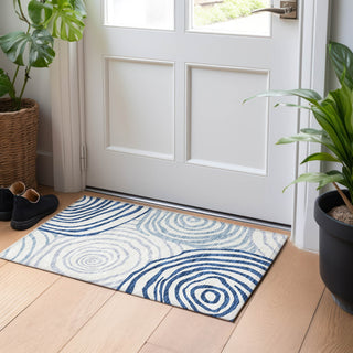 Piper Looms Mayfield Swirls AMF765 Blue Machine Washable Area Rug Scatter Lifestyle Image Feature