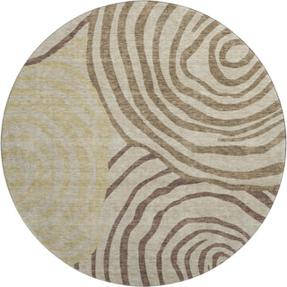 Piper Looms Mayfield Swirls AMF765 Brown Machine Washable Area Rug Round Main Image